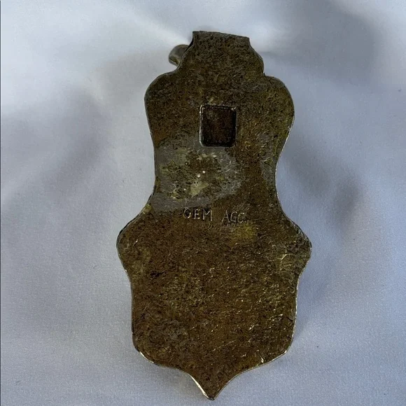 Vintage Genuine OLD GEM ACC Solid Brass Hand Desk Paper Holder - Picture 7 of 14